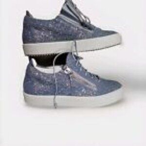 Giuseppe Zanotti Women's low top sneakers shoes ice blue glitter US 10 - EU 40